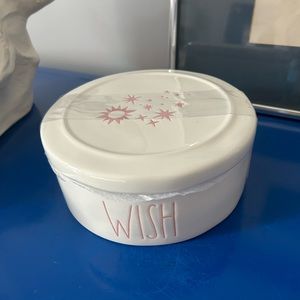 Rae Dunn Pink and White Wish Trinket Box Storage Container